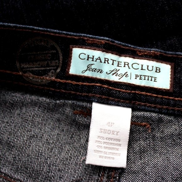 Charter Club Straight Leg Size 4P Short High Waist Tummy Slimming Dark Jeans EUC - Picture 3 of 5